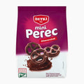 A package of Detki Mini Pretzel sweet treats, featuring chocolate-covered pretzel bites on a white and magenta bag with the Detki brand logo.