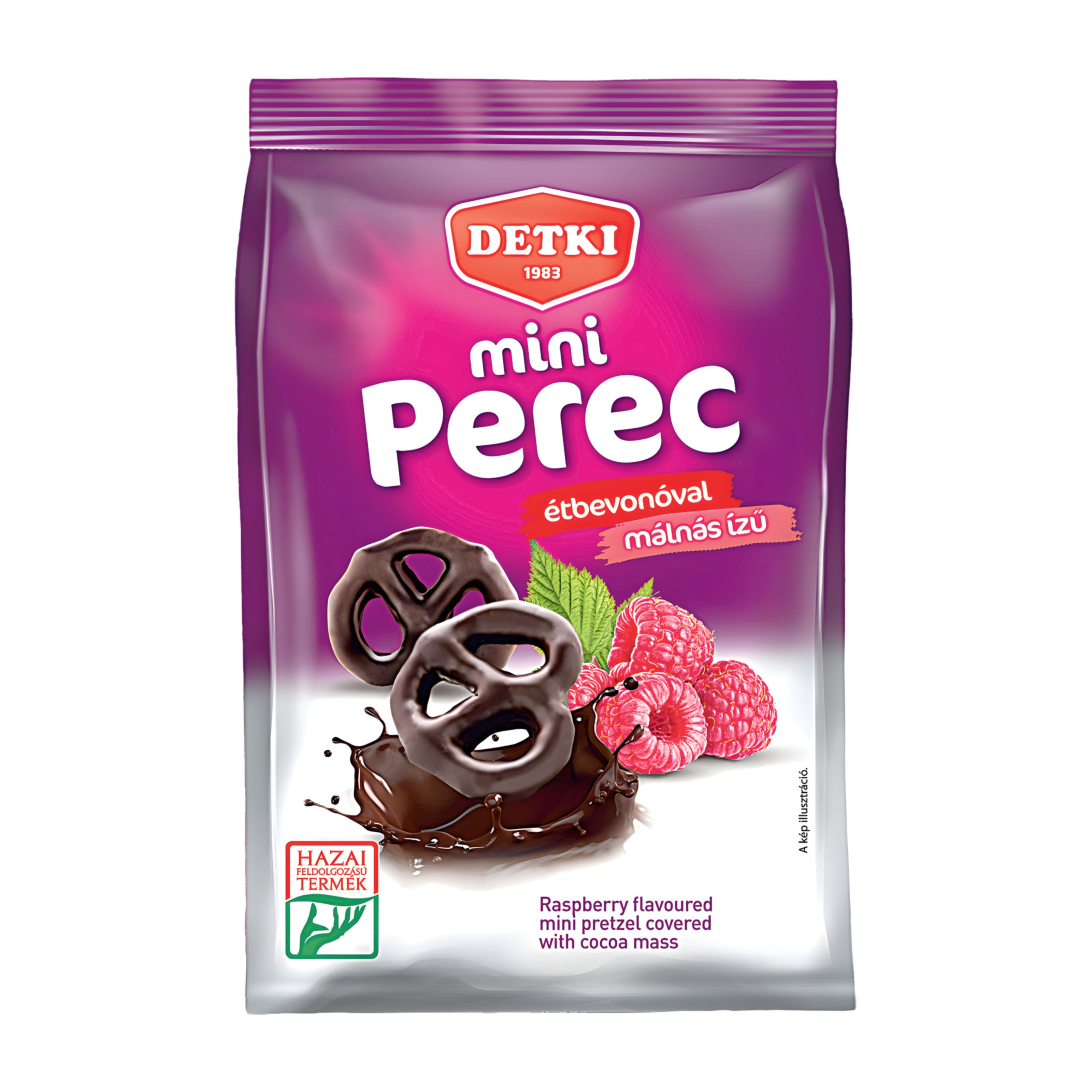 Detki Biscuits sucrés Mini Pretzels au chocolat noir et framboise, 160 g