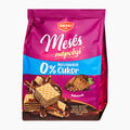 A bag of Detki No Added Sugar Crispy Wafers with Cocoa Cream Filling, featuring a vibrant magenta and blue packaging design with illustrations of chocolate and cocoa wafers.