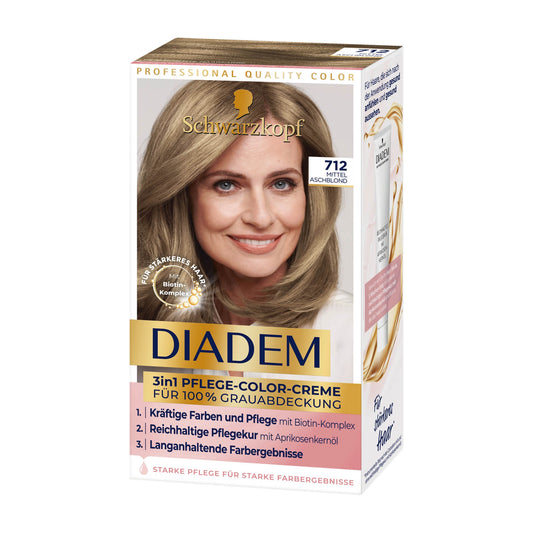 Schwarzkopf Diadem 712 Medium Ash Blonde 3in1 care color cream