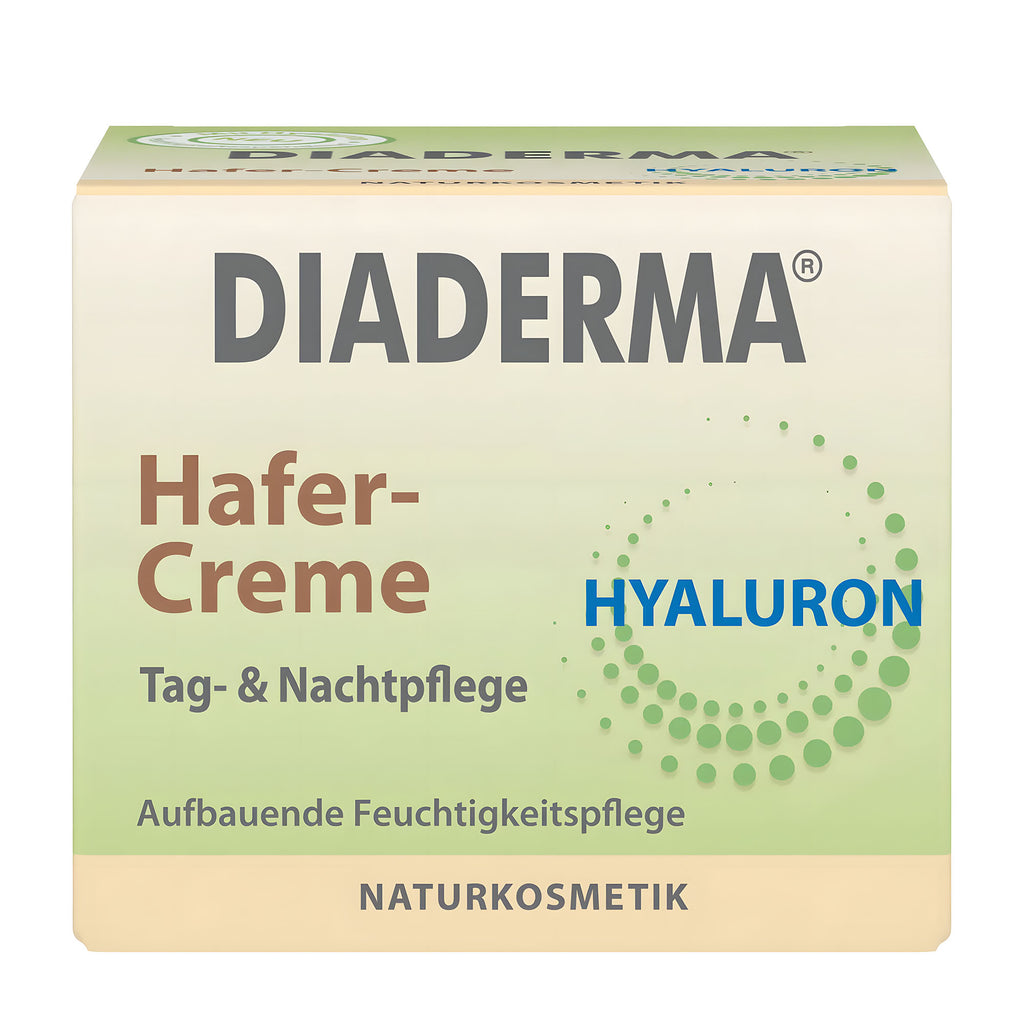 Diaderma Oat Hyaluron face cream packaging with green and beige design