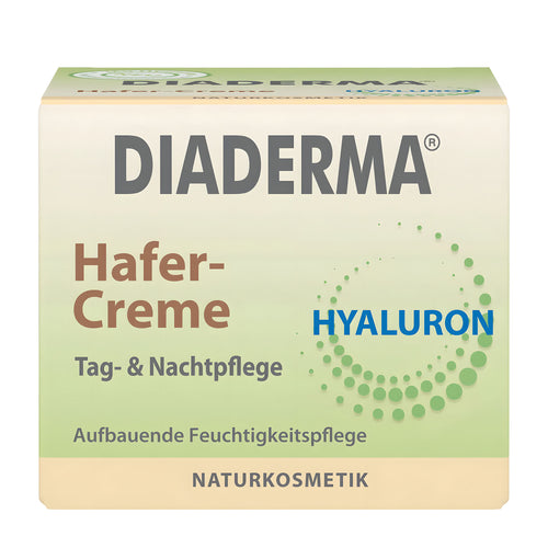 Diaderma Oat Hyaluron face cream packaging with green and beige design