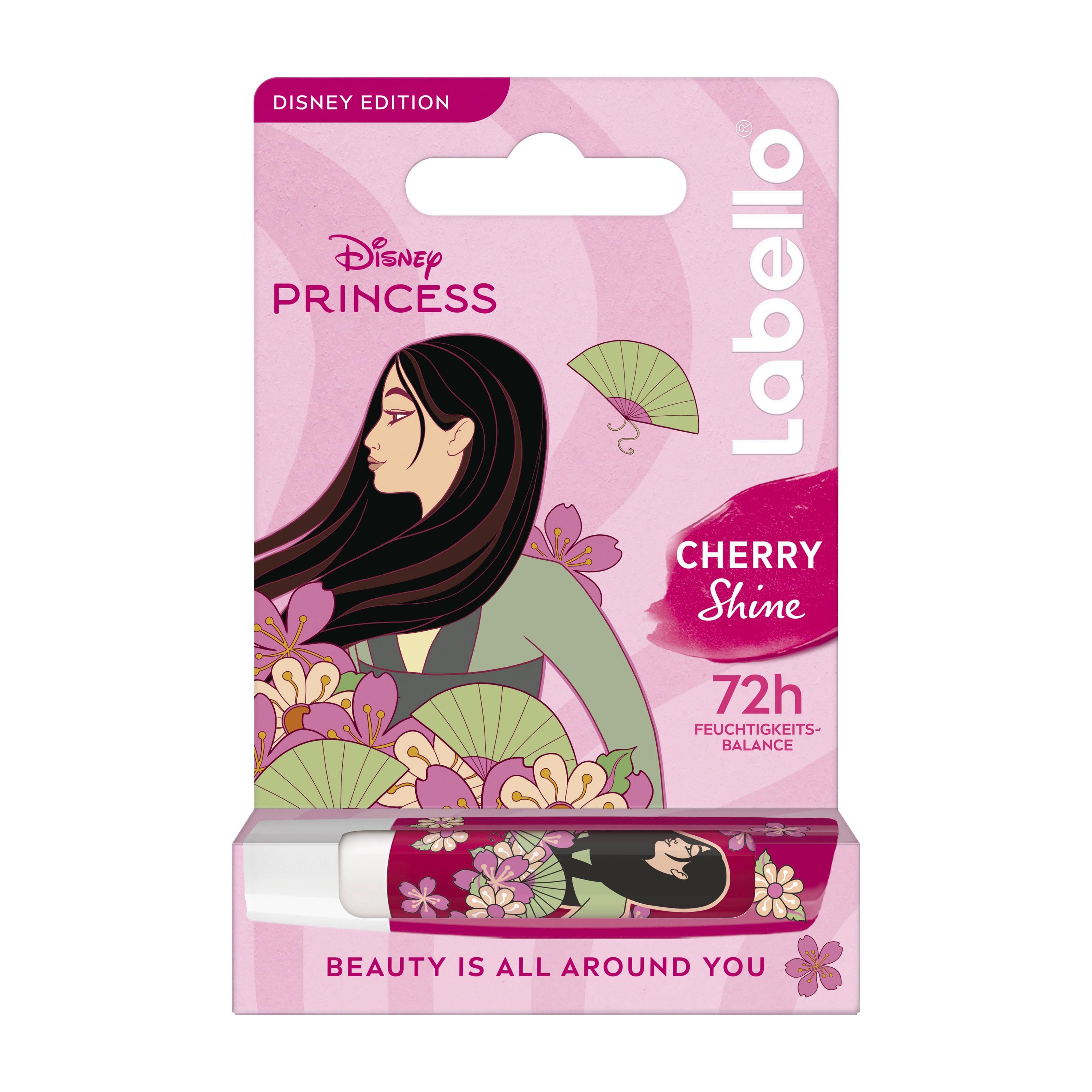 Labello Disney Princess Cherry Shine lip balm packaging on a white background.