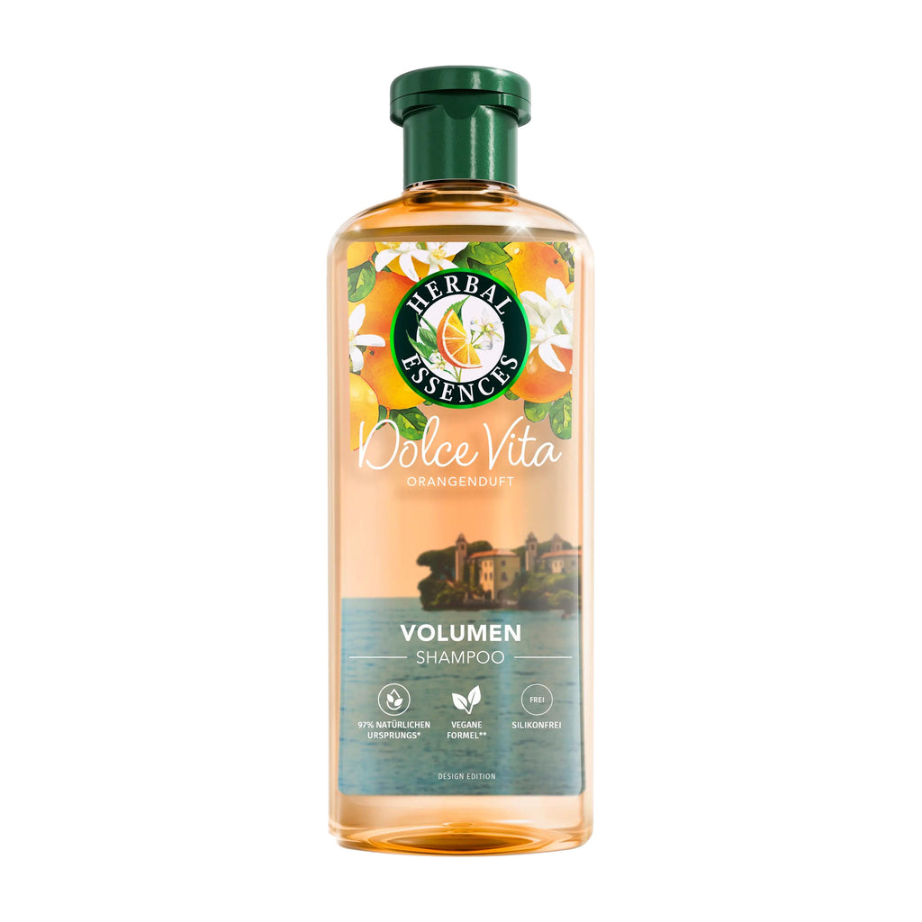 Herbal Essences Dolce Vita Volume Shampoo bottle on a white background.