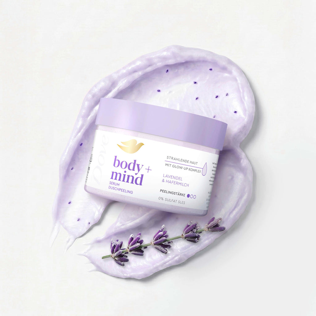 Dove Scrub Corpo body+mind Lavanda e Latte d’Avena, 295 ml