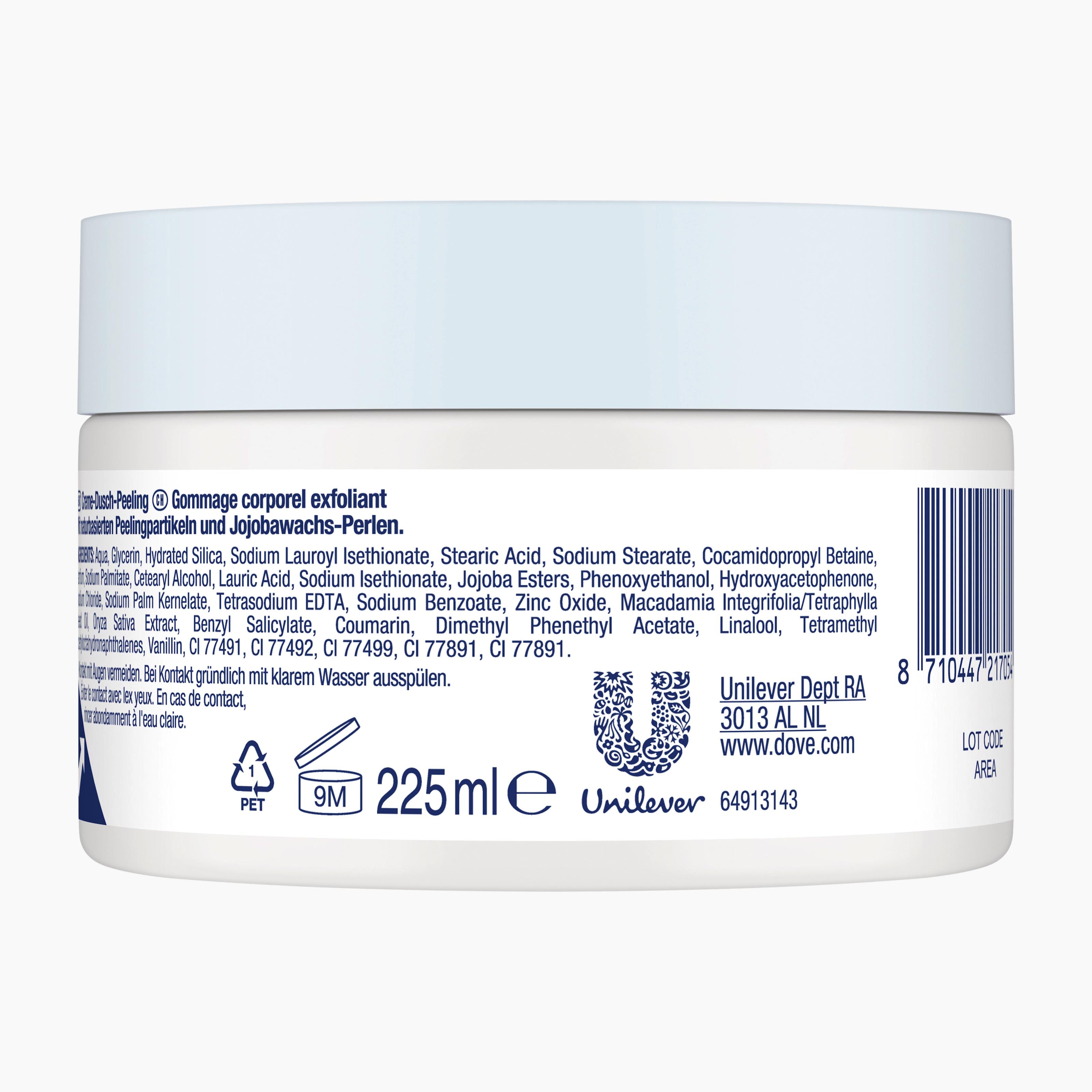 Dove Body scrub Macadamia & Rice Milk, 225 mL