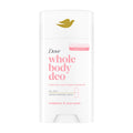 Dove whole body deo Raspberry & Rose Scent deodorant stick packaging on a white background