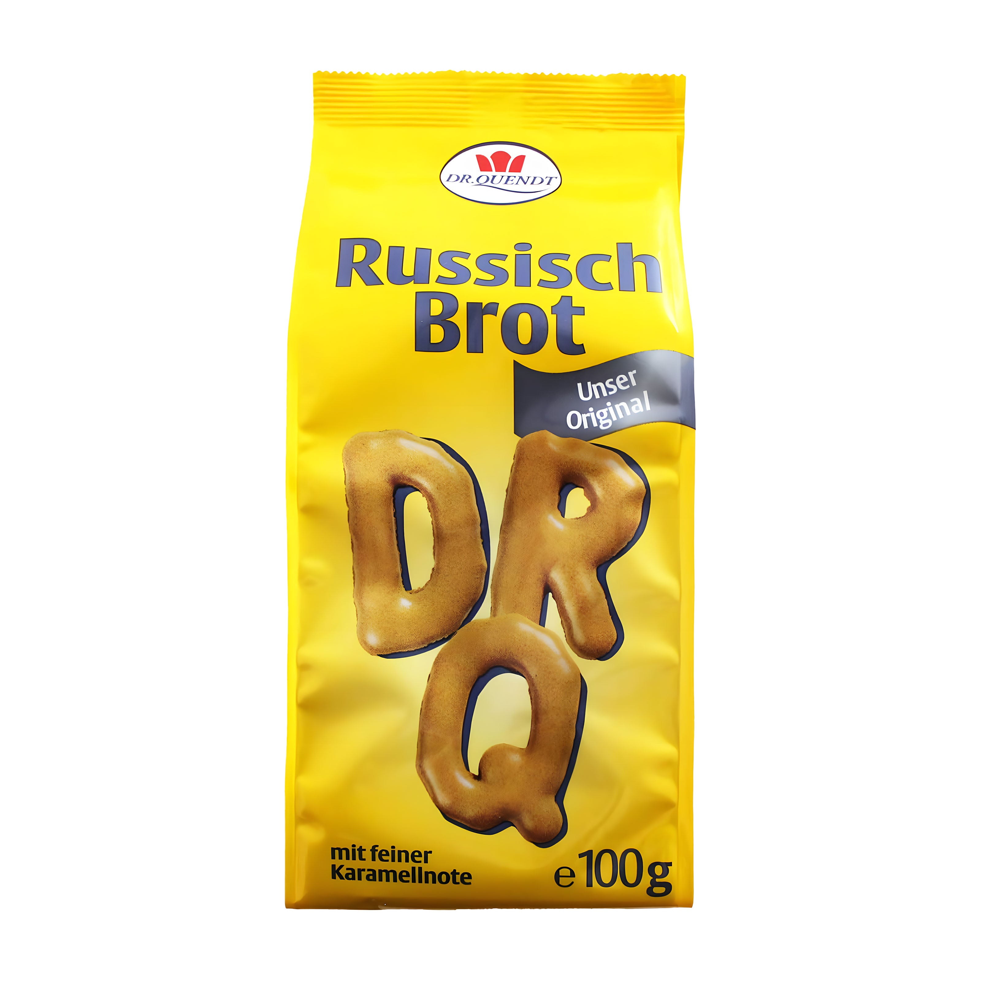 Yellow package of Dr. Oetker Russian Bread with text and logo on a white background