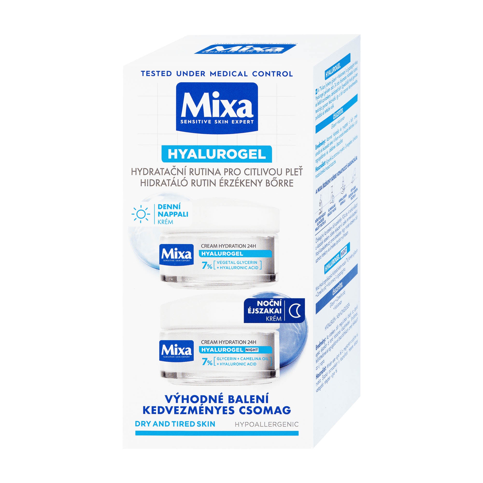Mixa Hyalurogel crème hydratante jour et nuit duopack, 100 ml