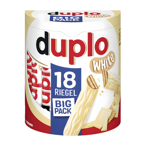 Duplo White chocolate wafer bar packaging with visible text and graphics on a white background