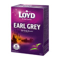 Loyd Earl Grey tea box with purple design and ship illustration on a white background