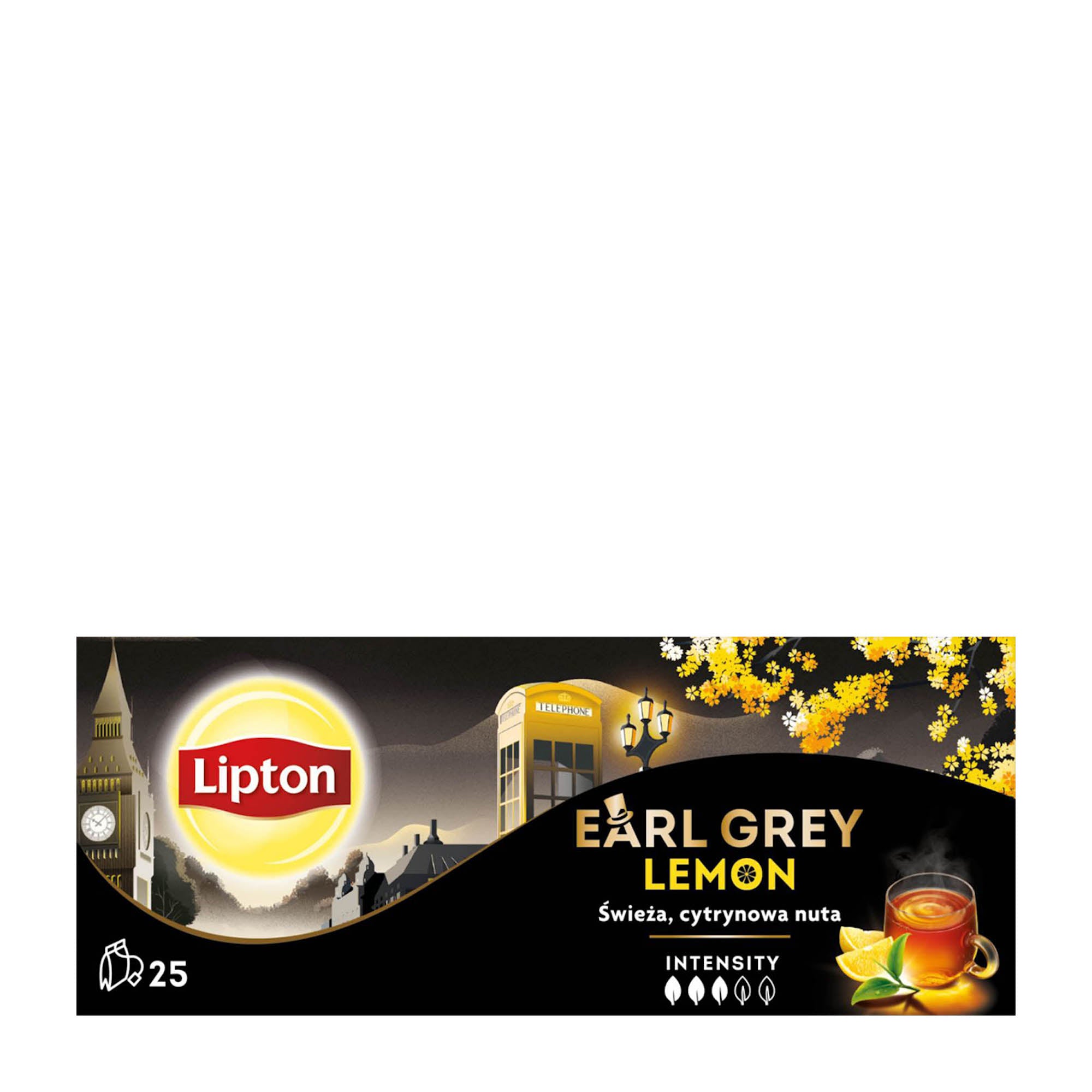 Lipton Thé noir Earl Grey Citron, 25 unités
