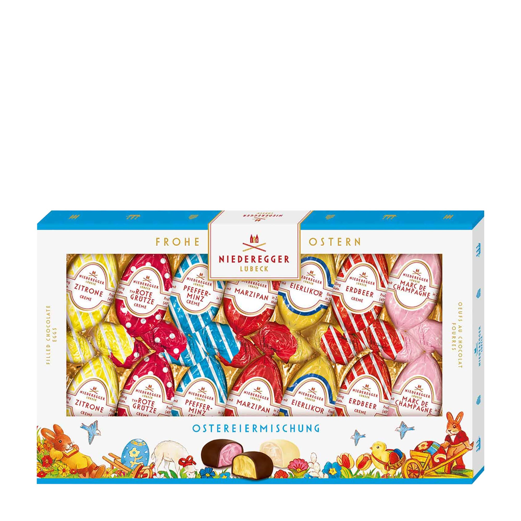 Niederegger Easter Eggs Mix packaging on a white background.