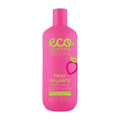 Pink bottle of Ecoforia Fruit Balance well-being body wash on a white background