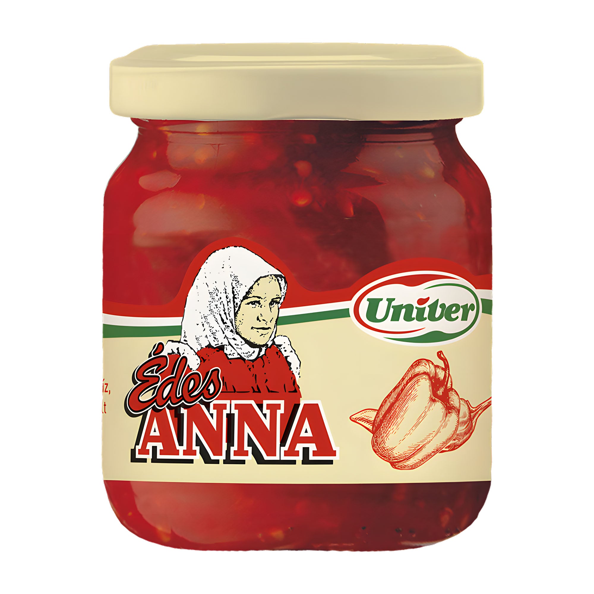 Glass jar of Edes Anna with Univer logo on a white background