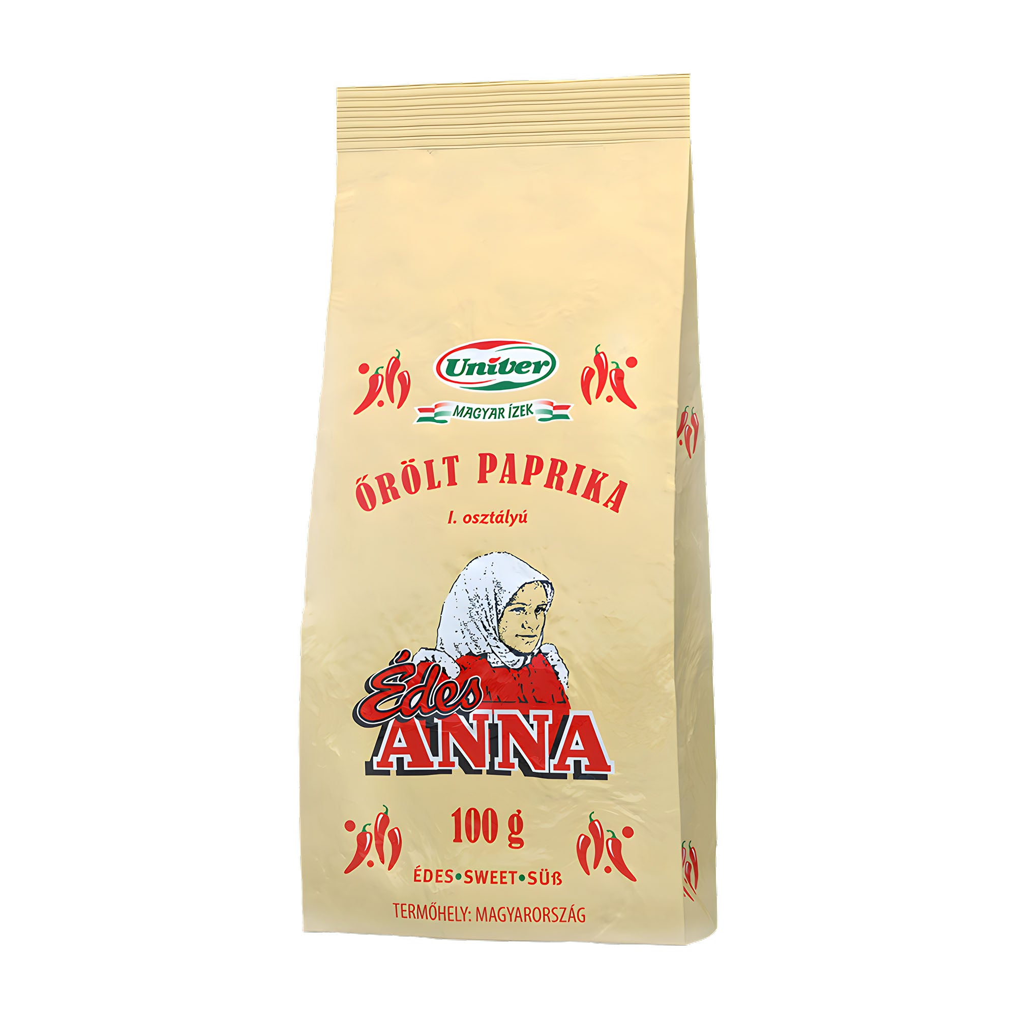 Paprika packaging with brand logo and text on a beige background