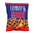 Packaging of Elephant Pretzel Pieces Sriracha Cheese on a white background
