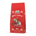 Red bag of Univer paprika with a vintage illustration on a white background