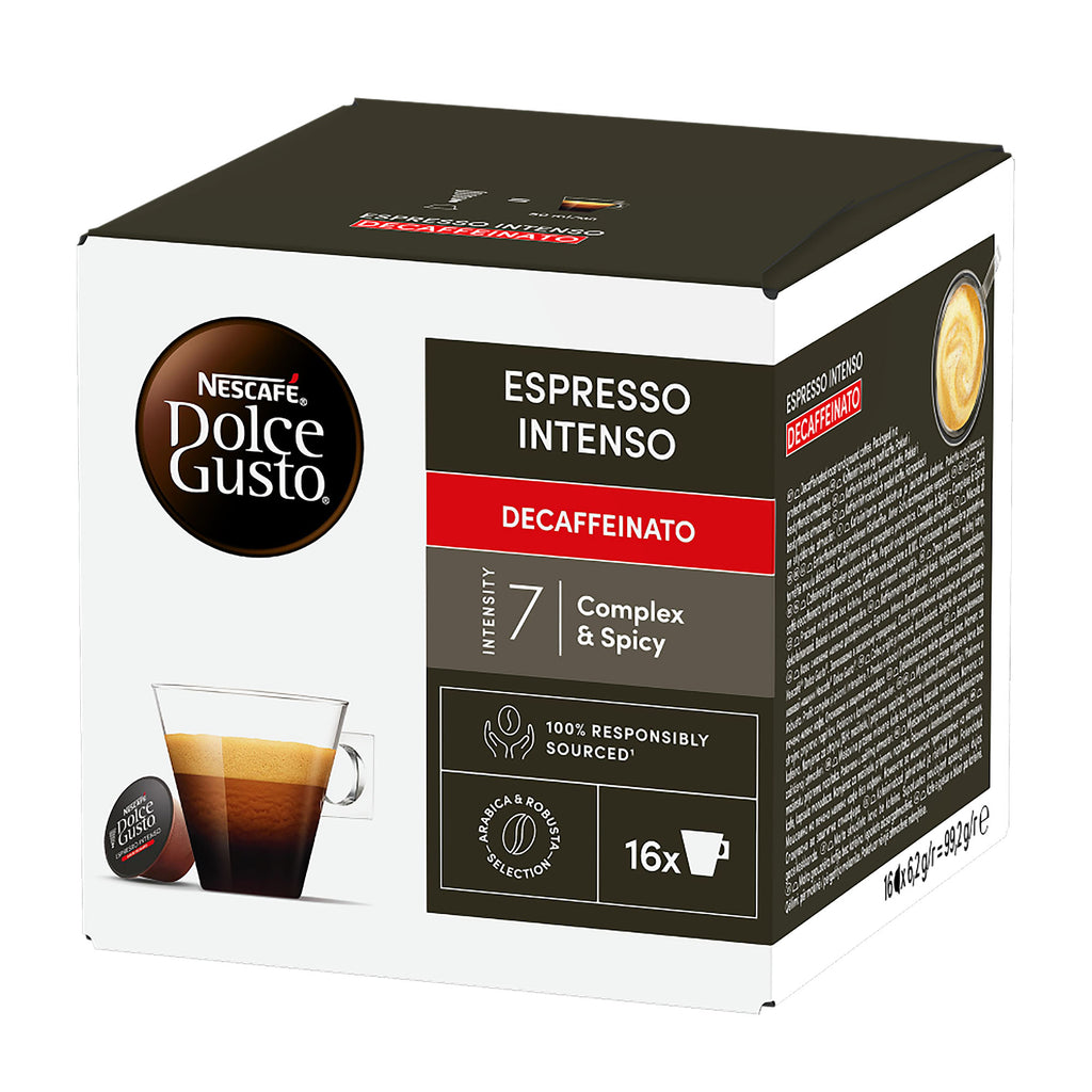 Nescafe Dolce Gusto Capsules de café Espresso Intenso Decaffeinato, 16 tasses