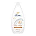 Dove gentle pamper shower gel bottle on a white background