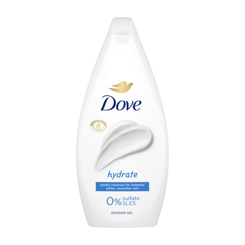 Dove hydrate shower gel bottle on a white background