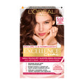L'Oreal Paris Excellence Creme 5.02 Iridescent Light Brown hair color packaging with a model and product details.