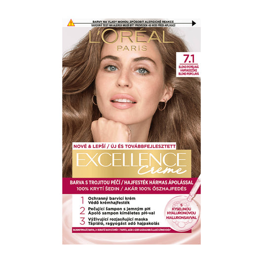 Loreal Paris Excellence 7.1 Ash Blonde permanent hair color