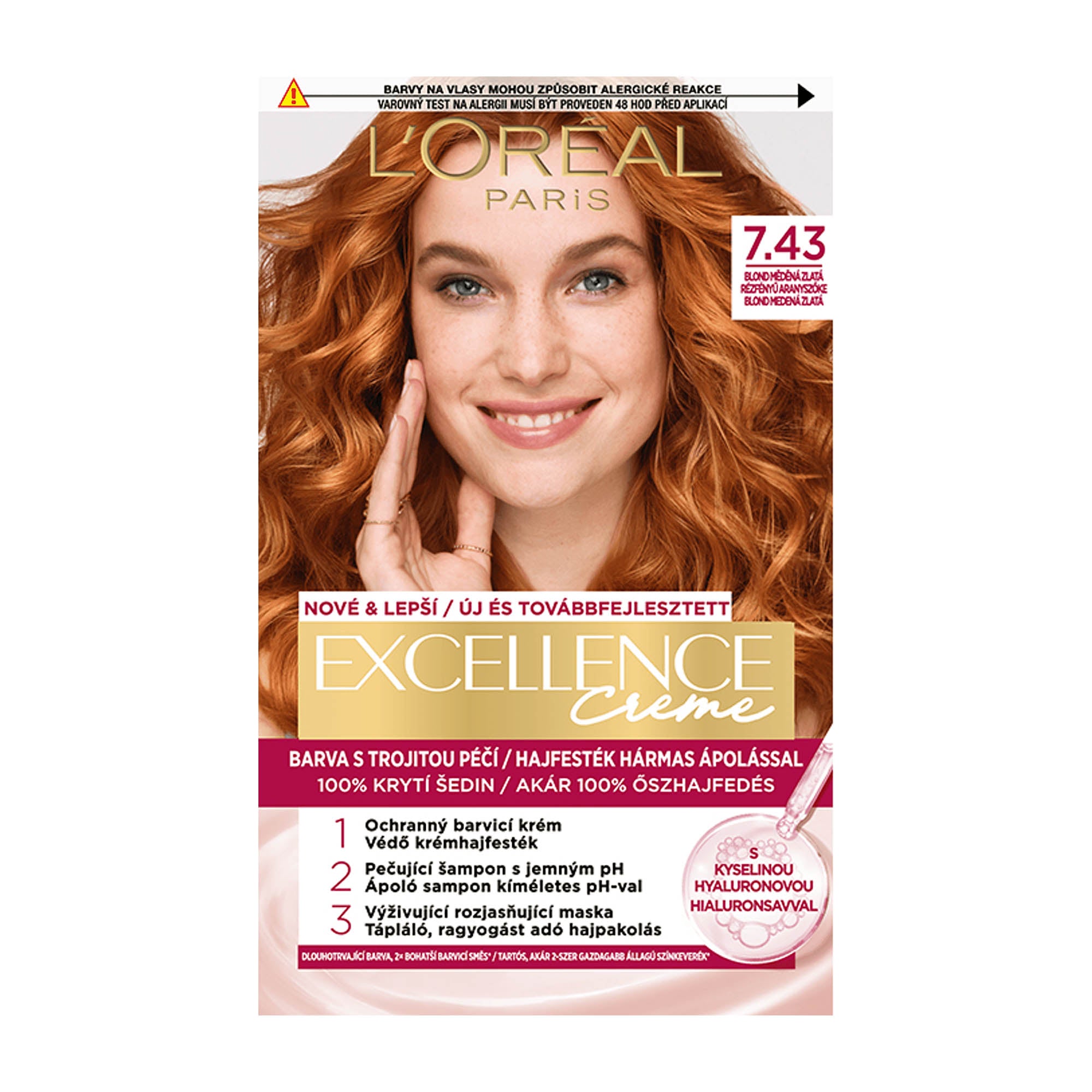 Loreal Paris Excellence 7.43 Blond Doré Cuivré Coloration permanente