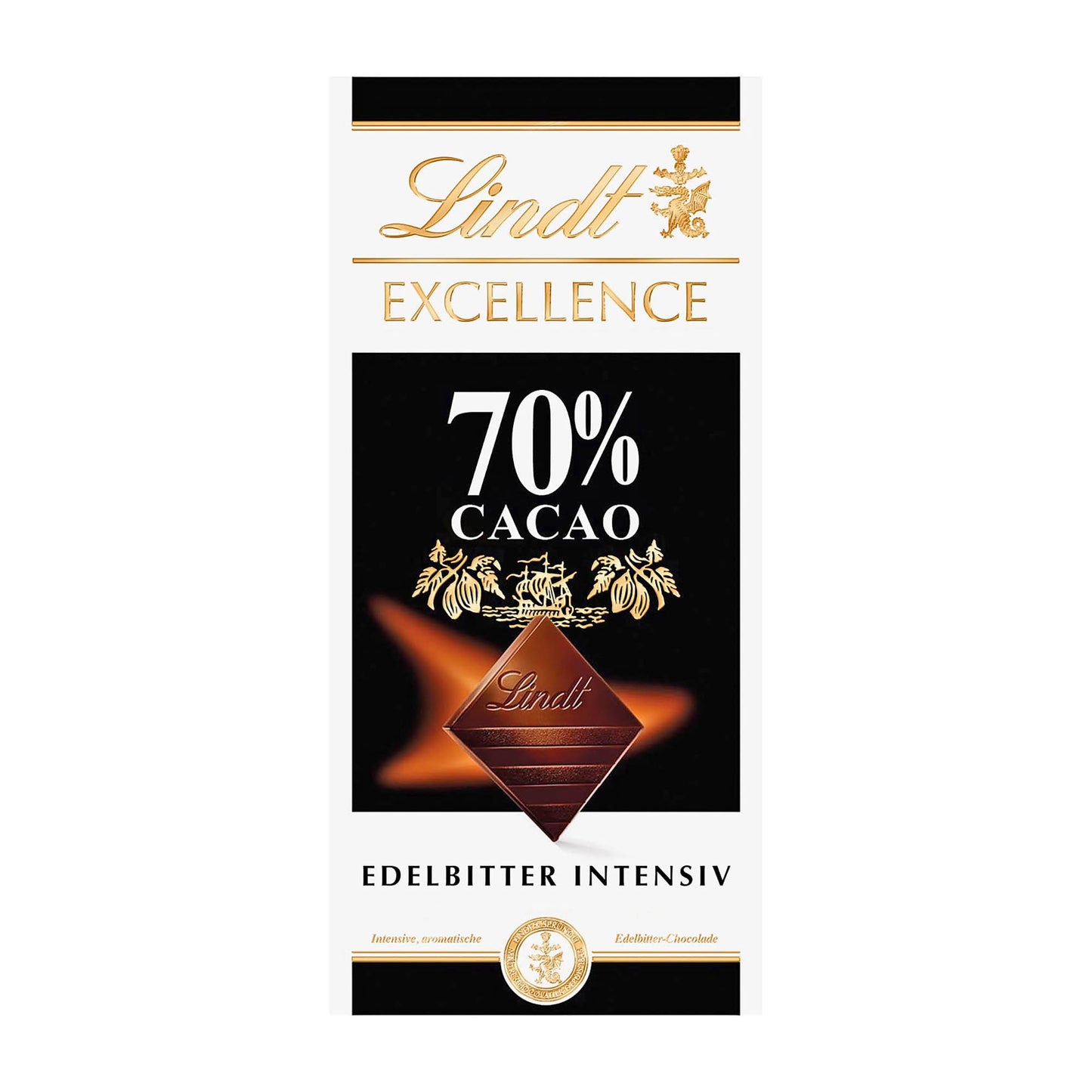 Lindt Excellence 70% Cacao Intensive Dark Chocolate Bar, 100 g