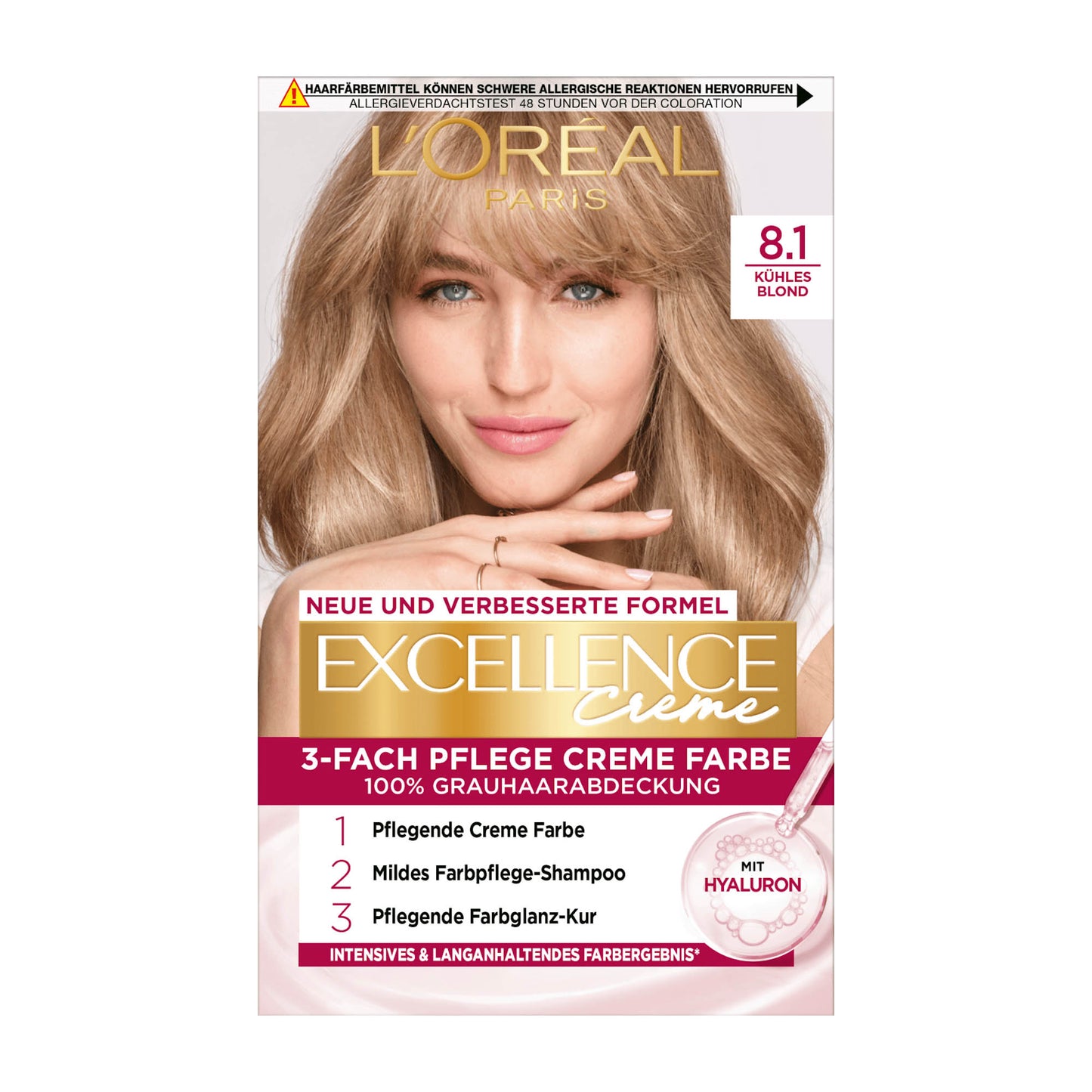 Loreal Paris Excellence 8.1 Helles Aschblond permanente Haarfarbe