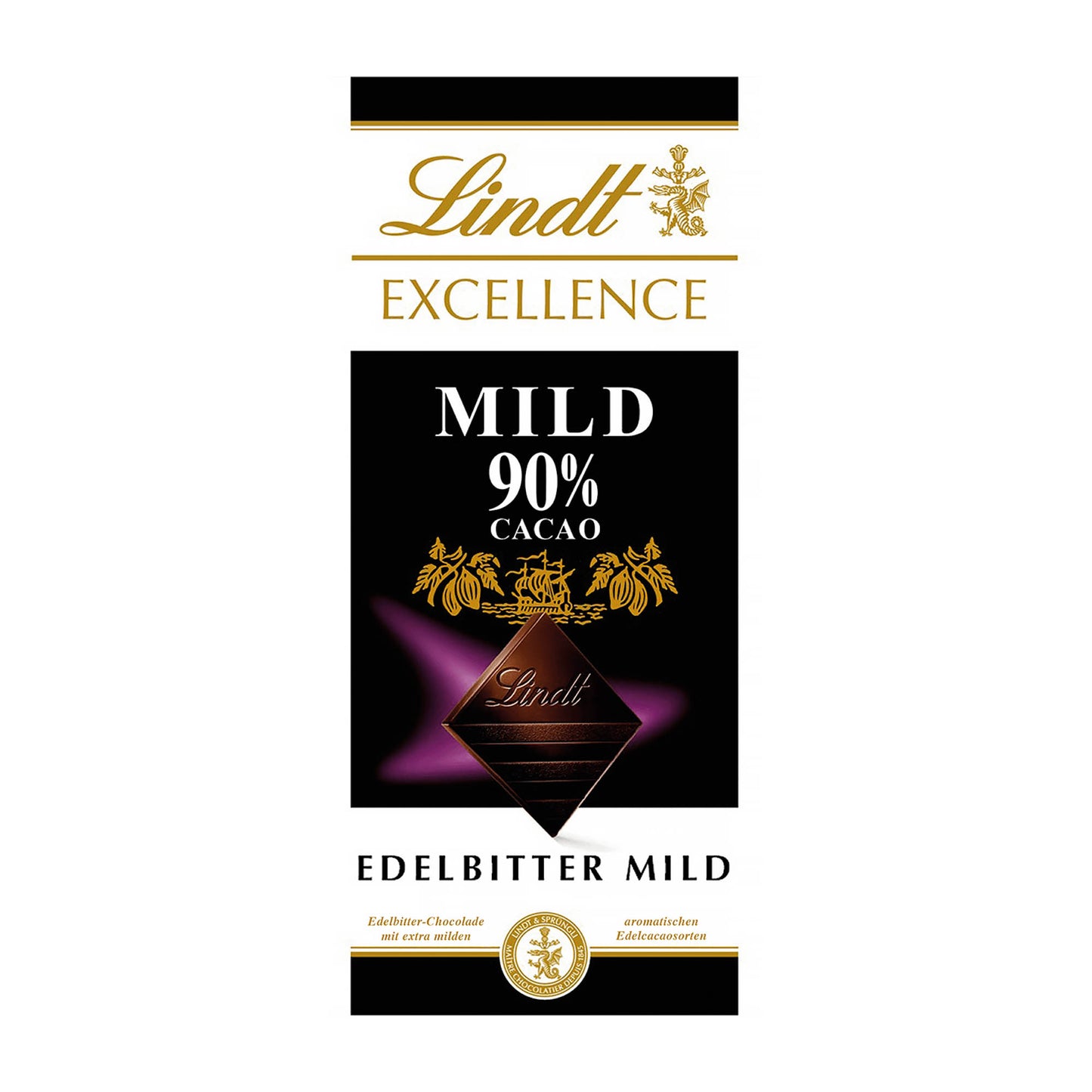 Lindt Excellence 90% Cacao Mild Dunkle Schokolade Tafel, 100 g