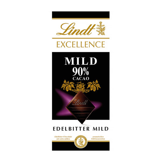 Lindt Excellence 90% Cacao Mild Dunkle Schokolade Tafel, 100 g