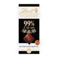 Lindt Excellence 99% Cacao chocolate bar packaging on a white background