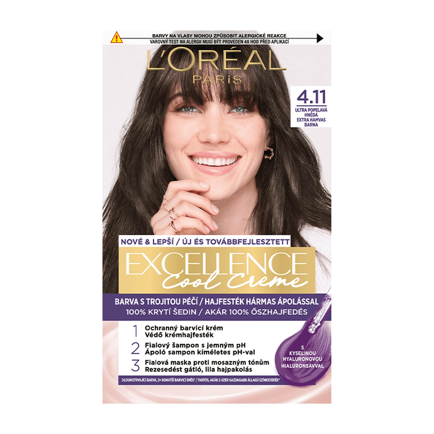 Loreal Paris Excellence Cool Creme 4.11 Sehr Aschbraun permanente Haarfarbe