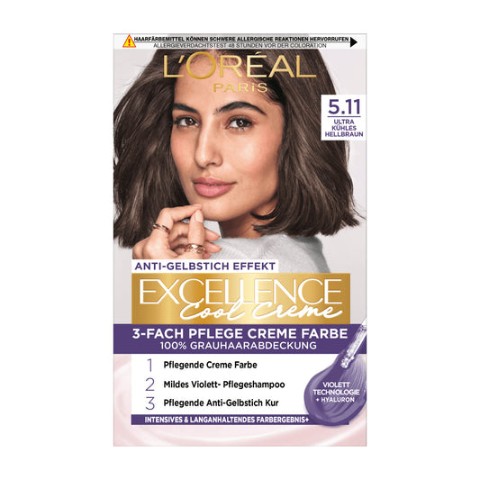 Loreal Paris Excellence Cool Creme 5.11 Sehr Asch Hellbraun permanente Haarfarbe