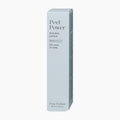 A tall, narrow rectangular box of Pem Delian Peel Power exfoliant, shown on a clean white background. The packaging is a very pale icy blue-gray with black text detailing the active ingredients AHA and BHA.