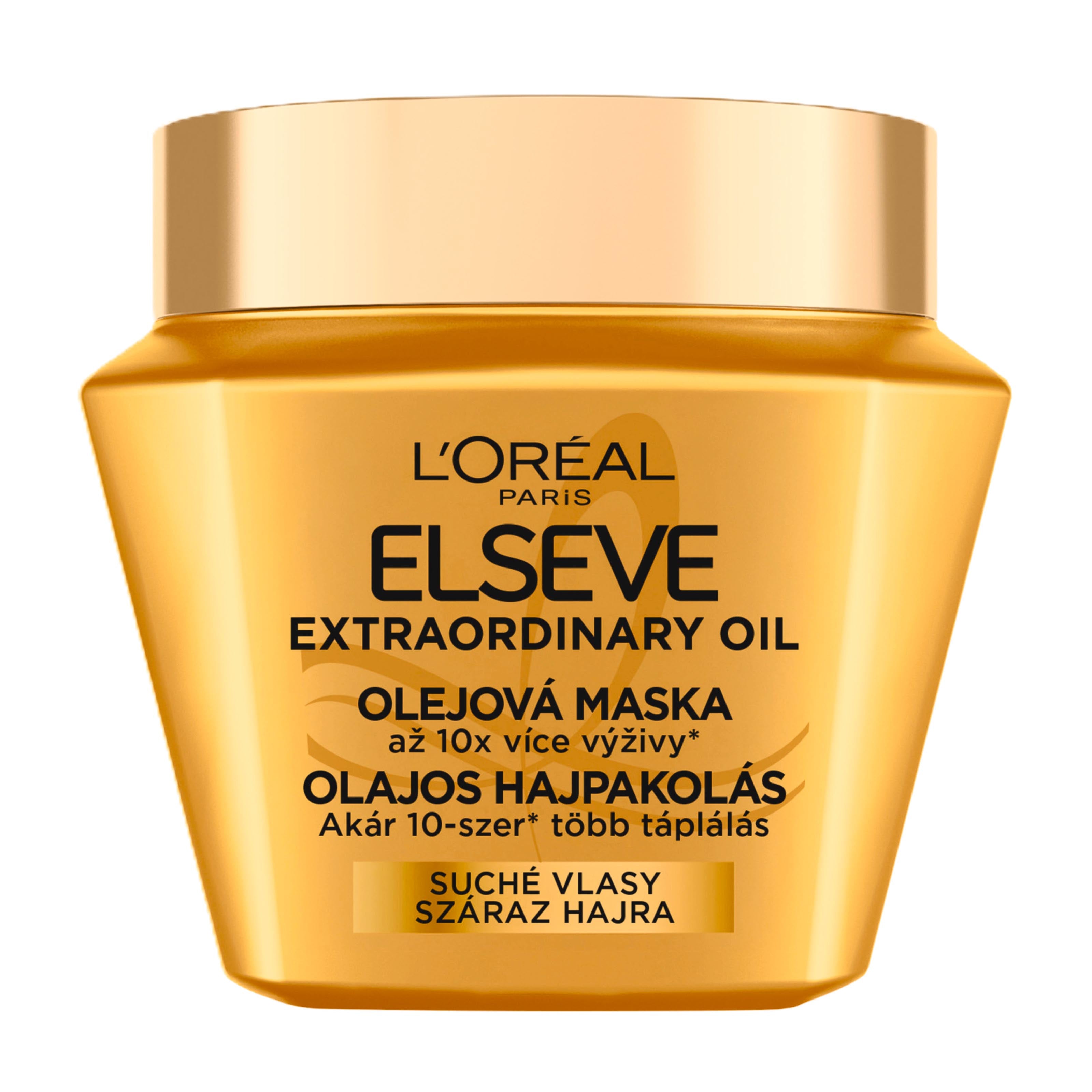 L'Oreal Paris Elseve Extraordinary Oil Hair Mask jar on a white background.