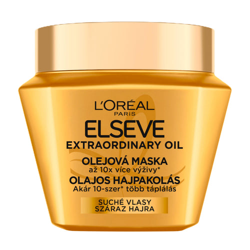 L'Oreal Paris Elseve Extraordinary Oil Hair Mask jar on a white background.