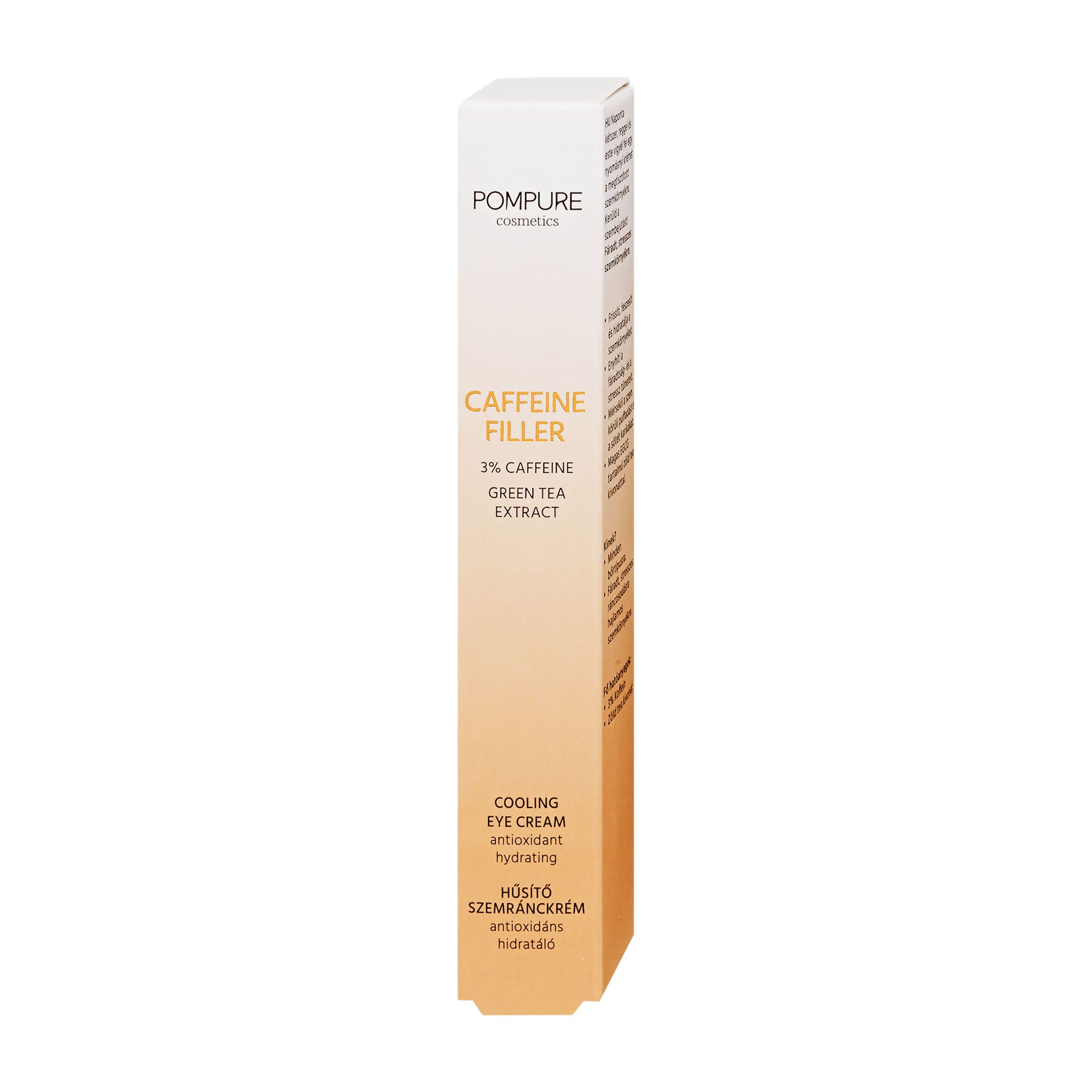 Pompure caffeine filler cooling eye cream packaging on a white background