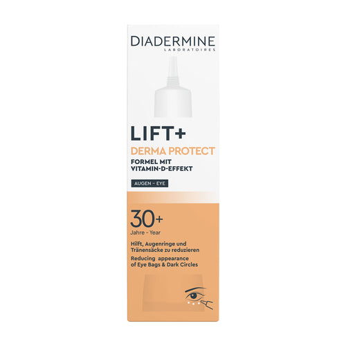 Diadermine Lift+ Derma Protect eye cream packaging on a white background