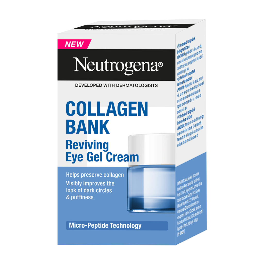 Neutrogena Collagen Bank Reviving Eye Gel Cream packaging on a white background