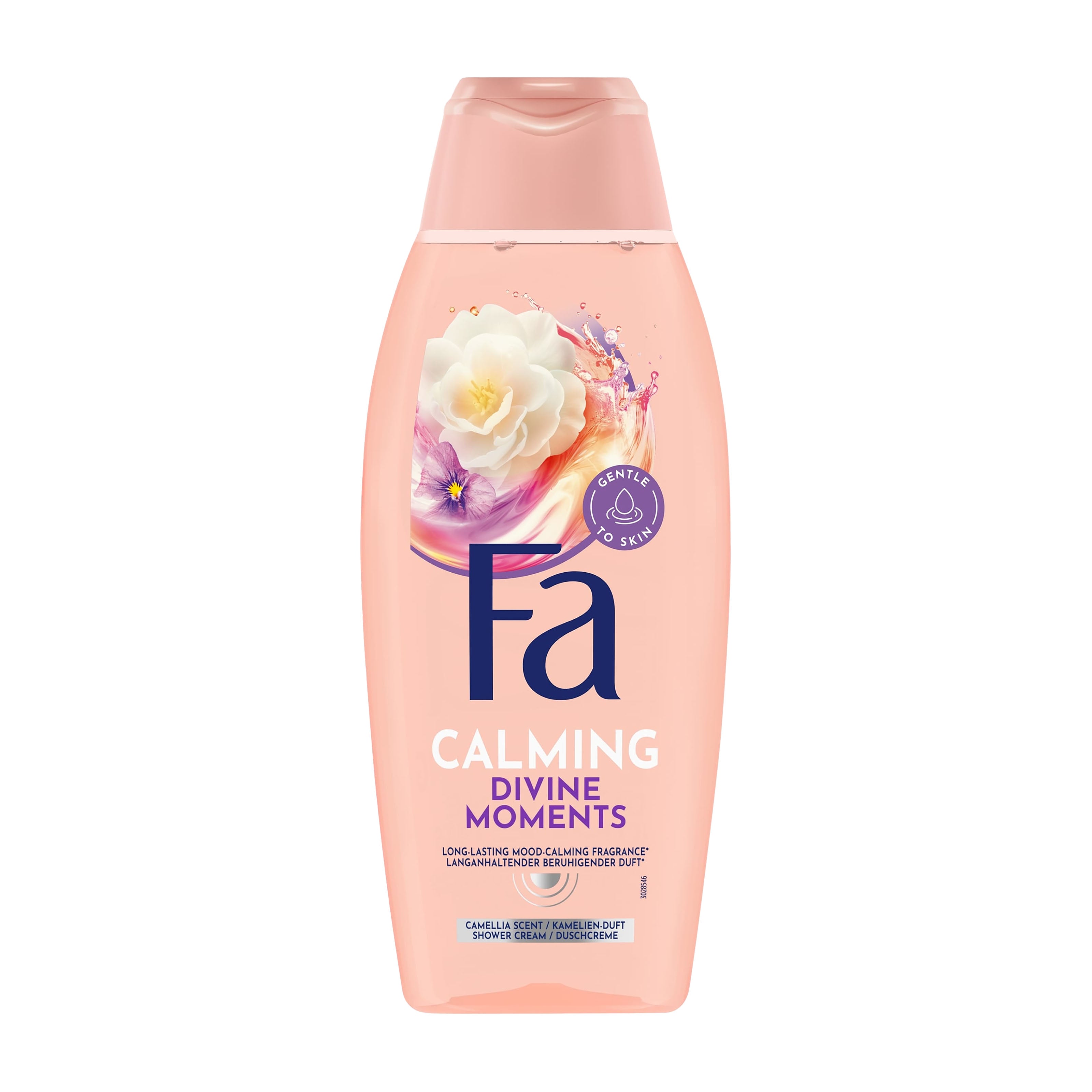 Fa Calming Divine Moments shower cream bottle with floral design on a white background