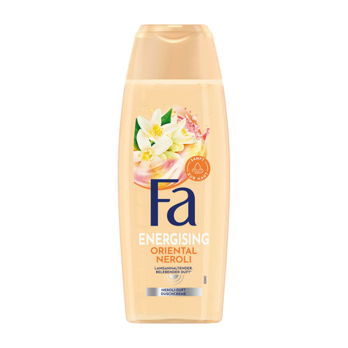 Fa Energising Oriental Neroli shower cream bottle with floral design on a white background