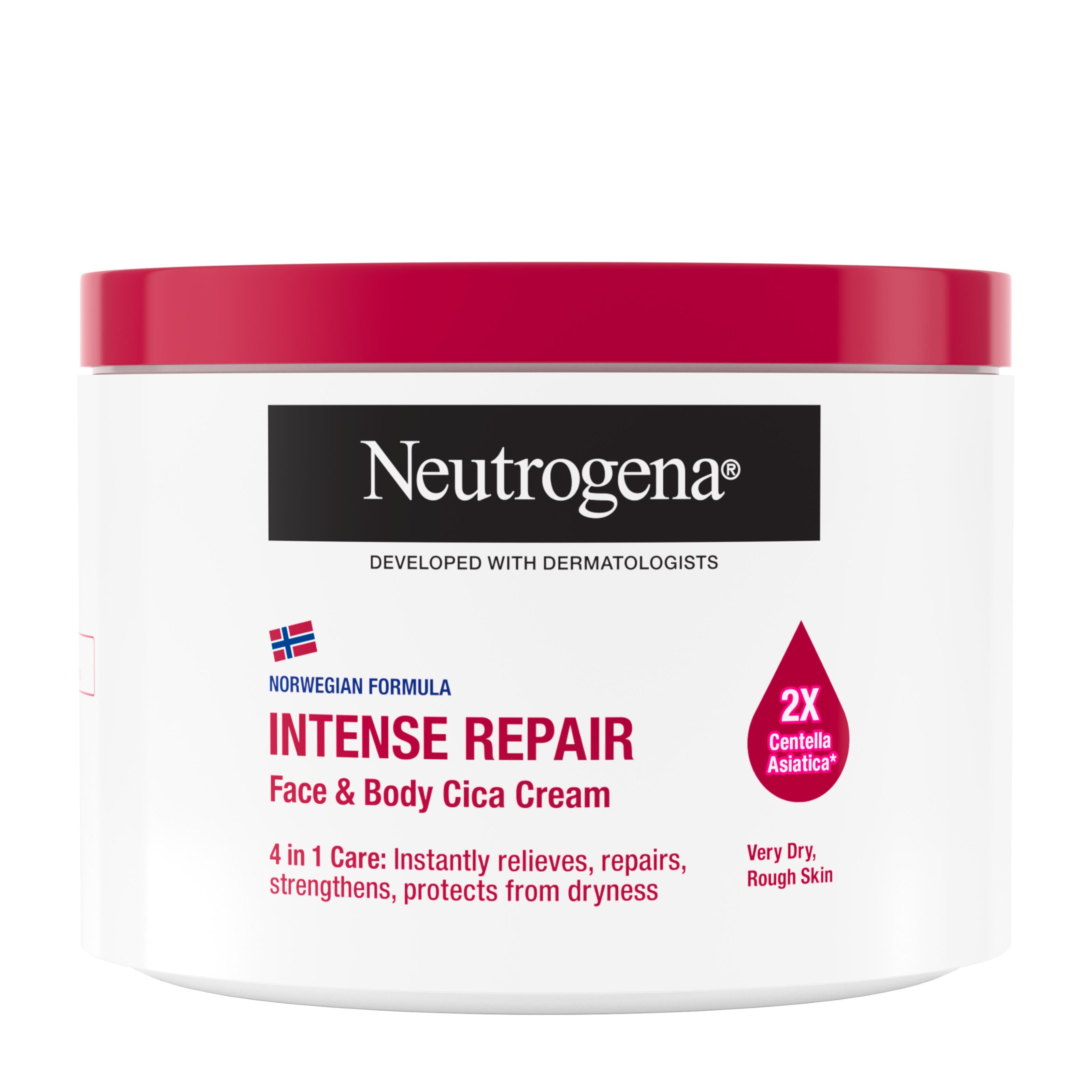 Neutrogena Intense Repair Face & Body Cica Cream jar on a white background