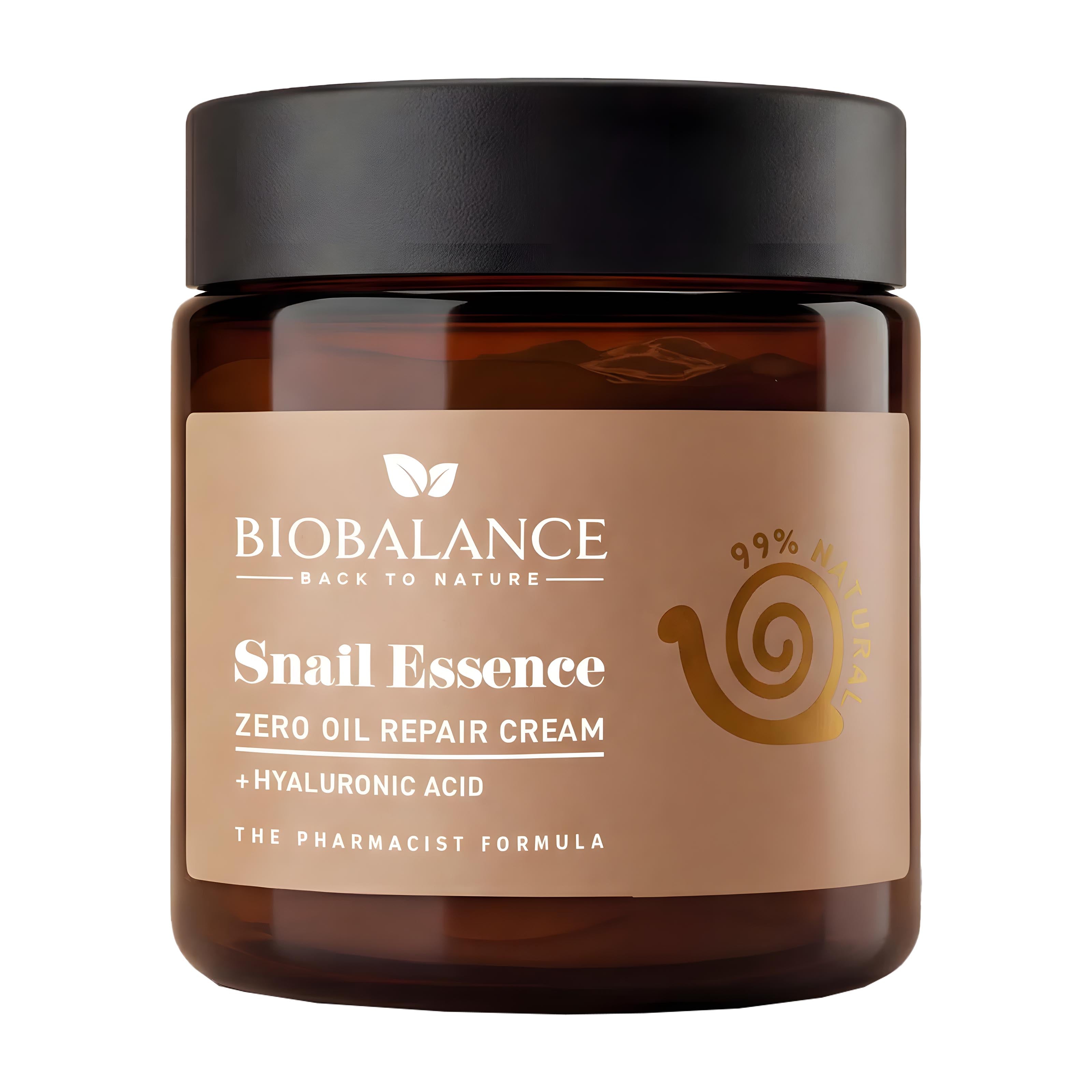 Jar of Biobalance Snail Essence Zero Oil Repair Cream on a white background