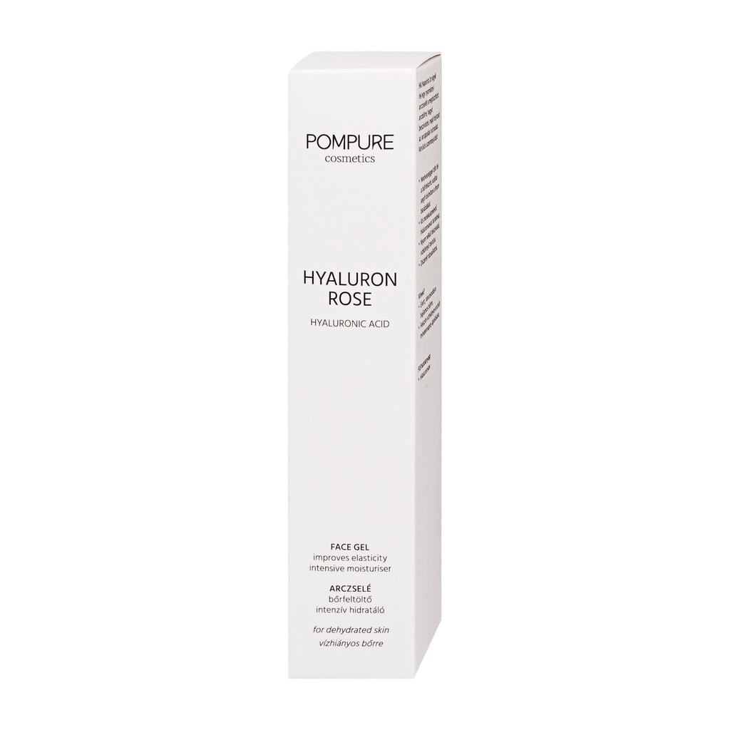 Pompure Hyaluron Rose Face Gel packaging on a white background