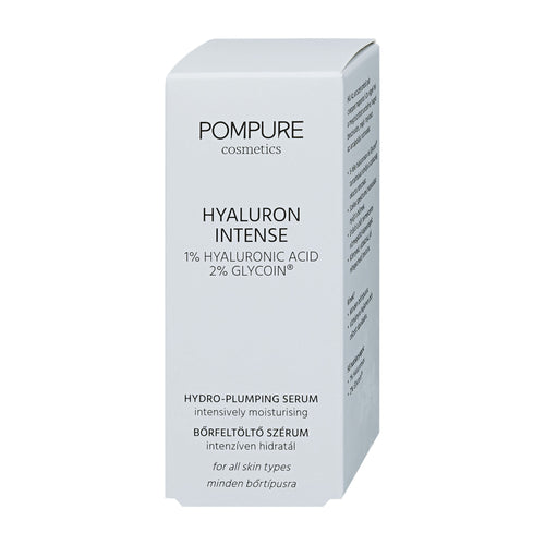 Pompure Hyaluron Intense hydro-plumping serum packaging on a white background