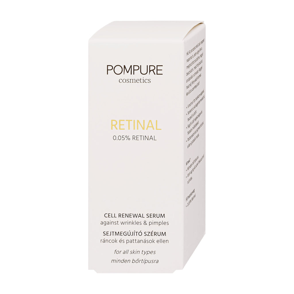 Pompure Retinal cell renewal serum packaging on a white background
