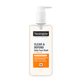Neutrogena Clear & Defend Daily Face Wash bottle on a white background