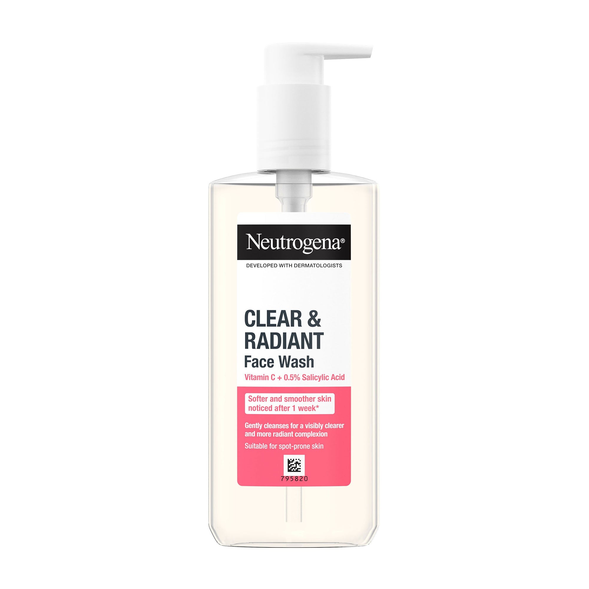 Neutrogena Clear & Radiant vitamin c + 0.5% salicylic acid face wash, 200 mL